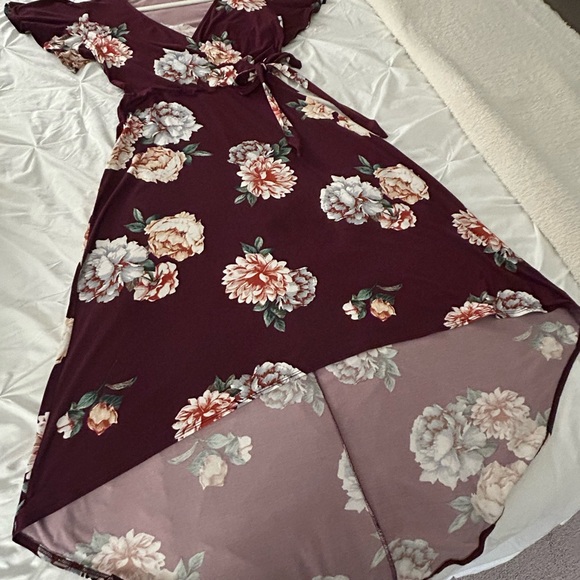 Fortune + Ivy Irene Faux Wrap Brushed Knit Large Maxi Dress - Picture 2 of 4